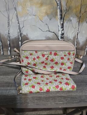 Michael Kors Pink Floral Crossbody Bag / Wallet